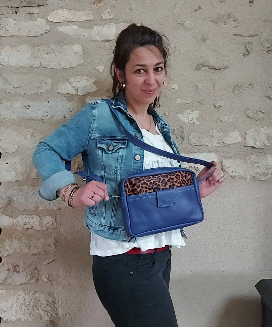 Sac trotteur cuir bleu