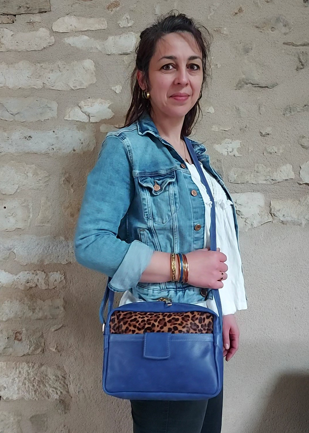 Sac trotteur cuir bleu