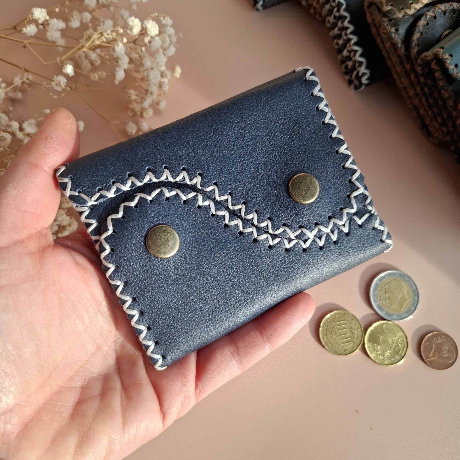 Porte-cartes cuir bleu marine