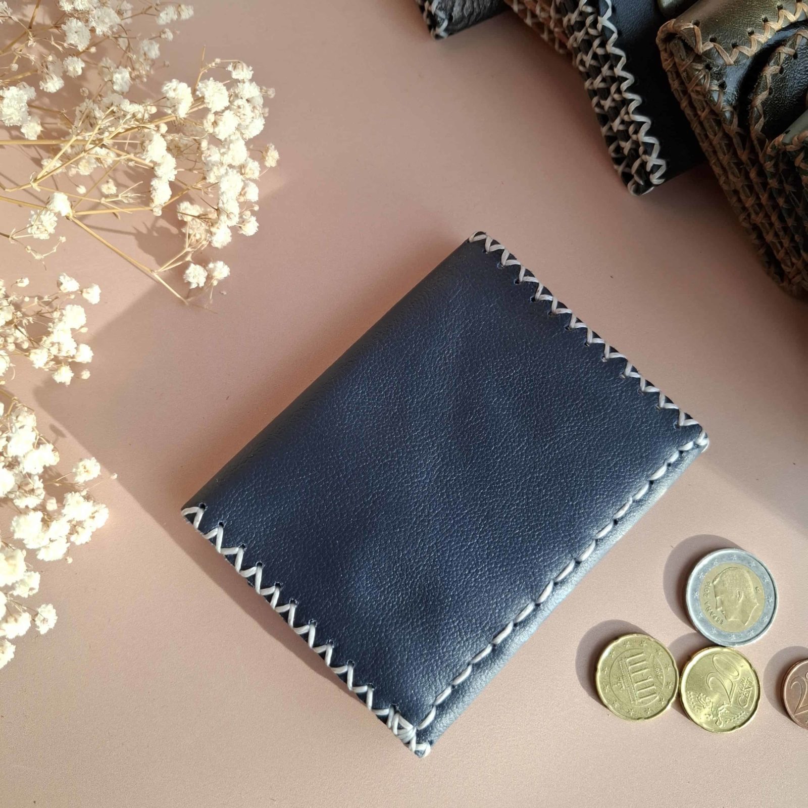 Porte-cartes cuir bleu marine