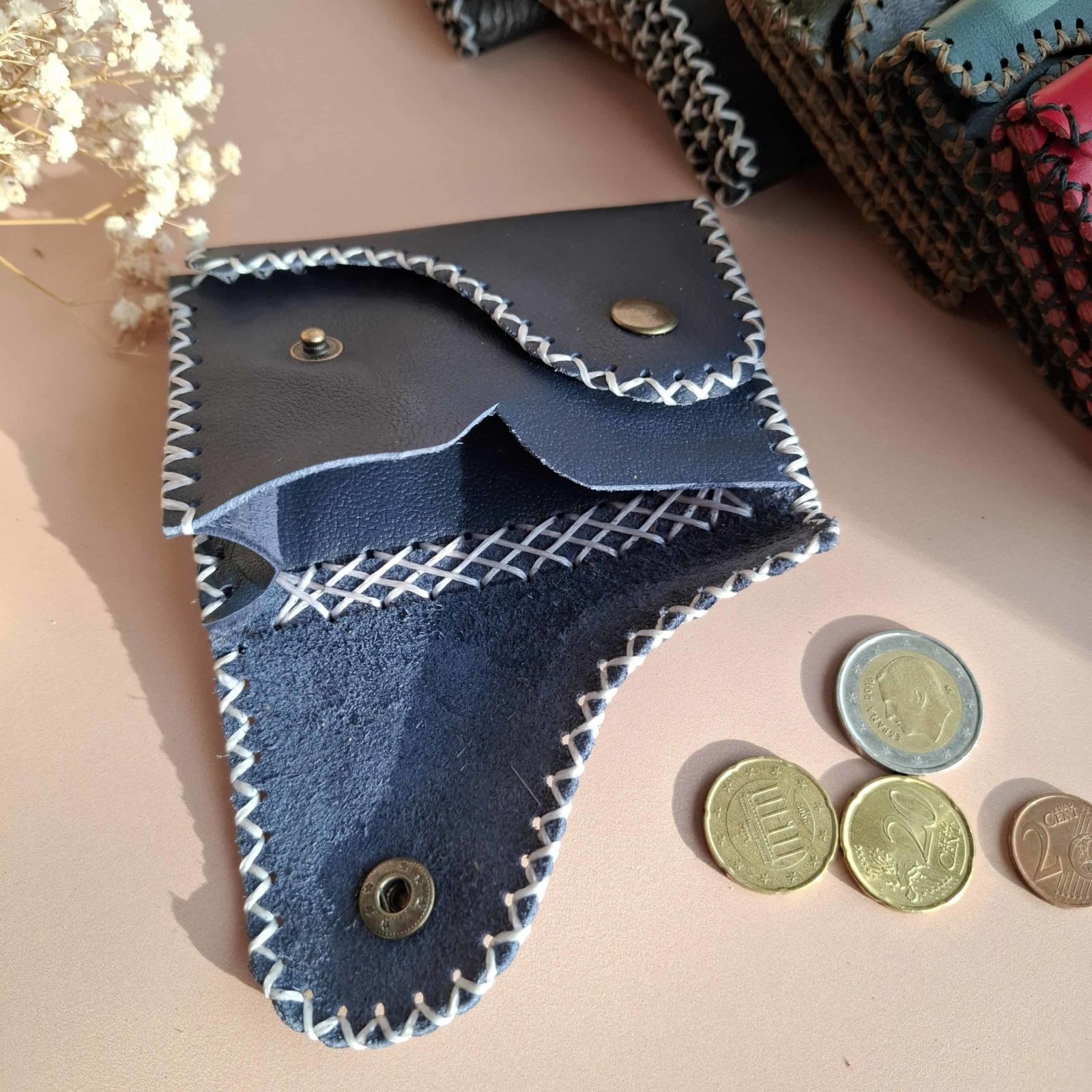 Porte-cartes cuir bleu marine