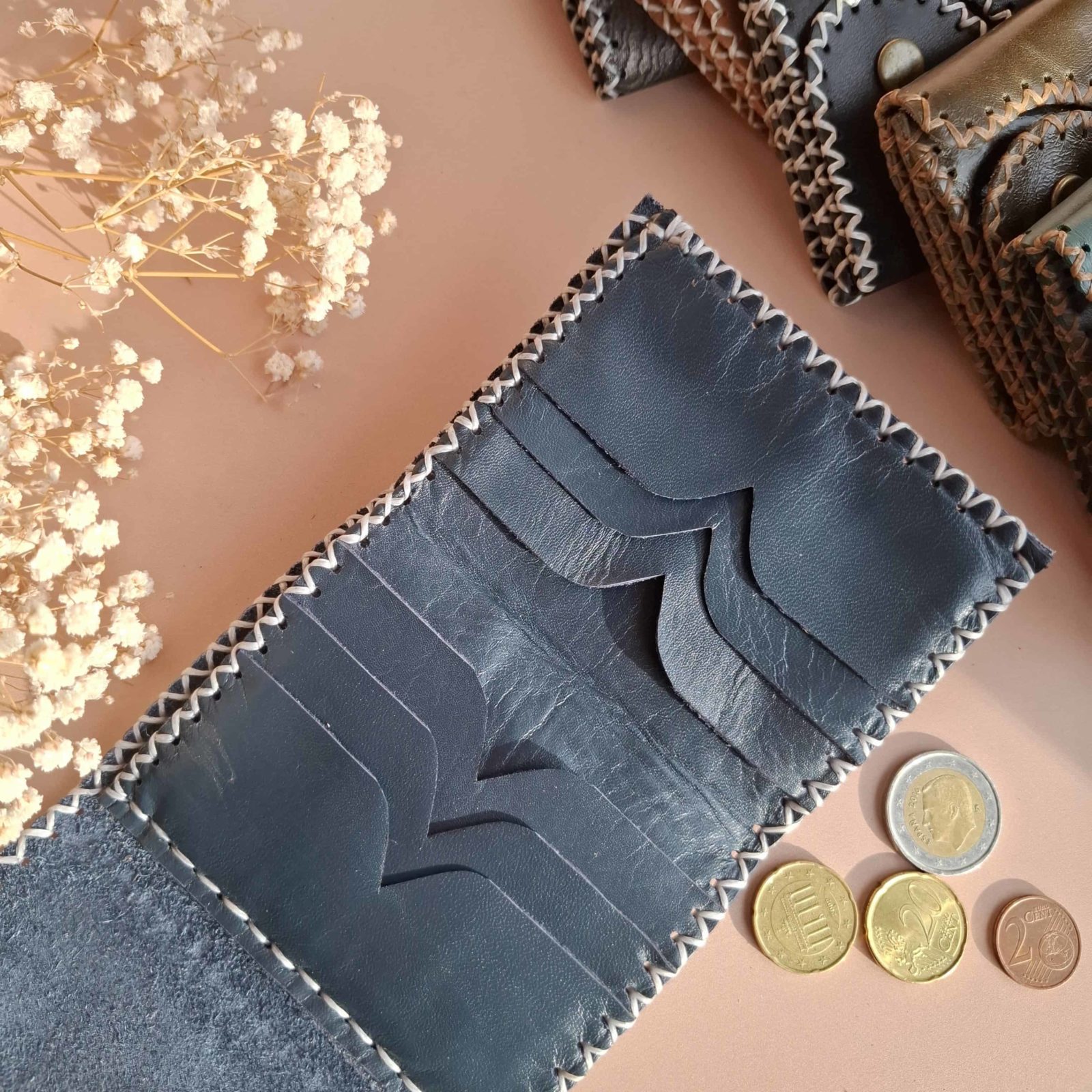 Porte-cartes cuir bleu marine